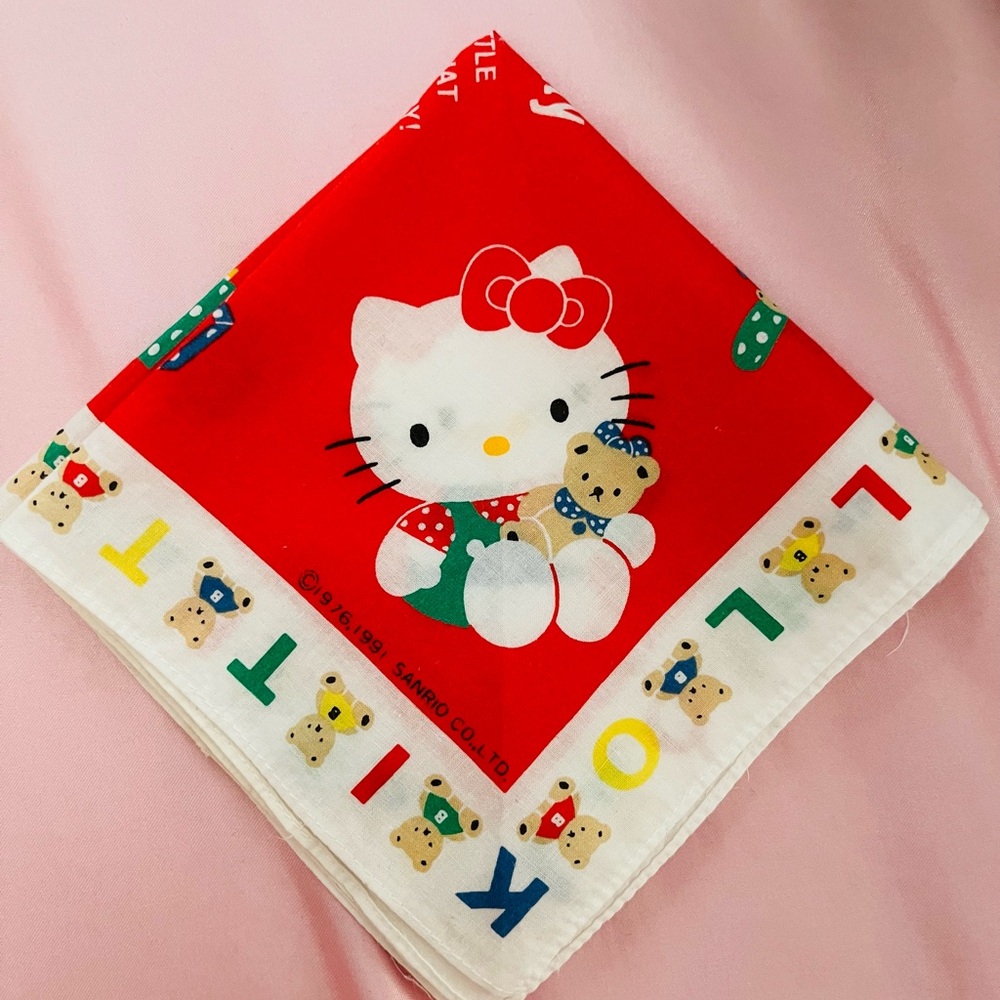 Vintage ‘91 Sanrio Red and White Hello Kitty Handkerchief